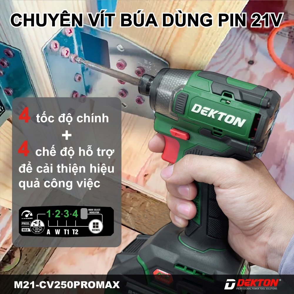 Máy Chuyên Vít Pin 21V Động Cơ Không Chổi Than DEKTON M21-CV250PROMAX
