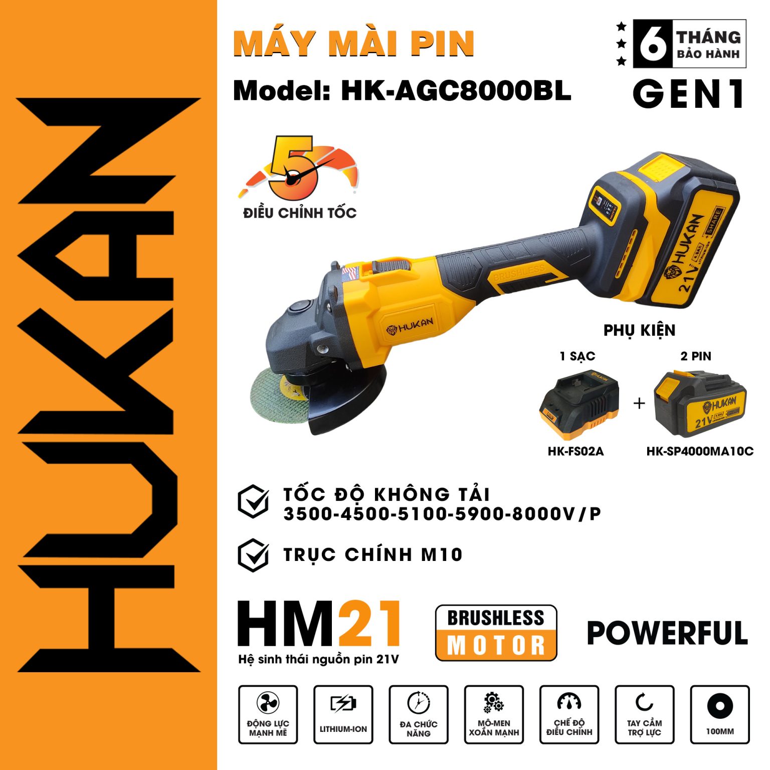 Máy Mài Pin HUKAN HK-AGC8000BL | AN TOOLS