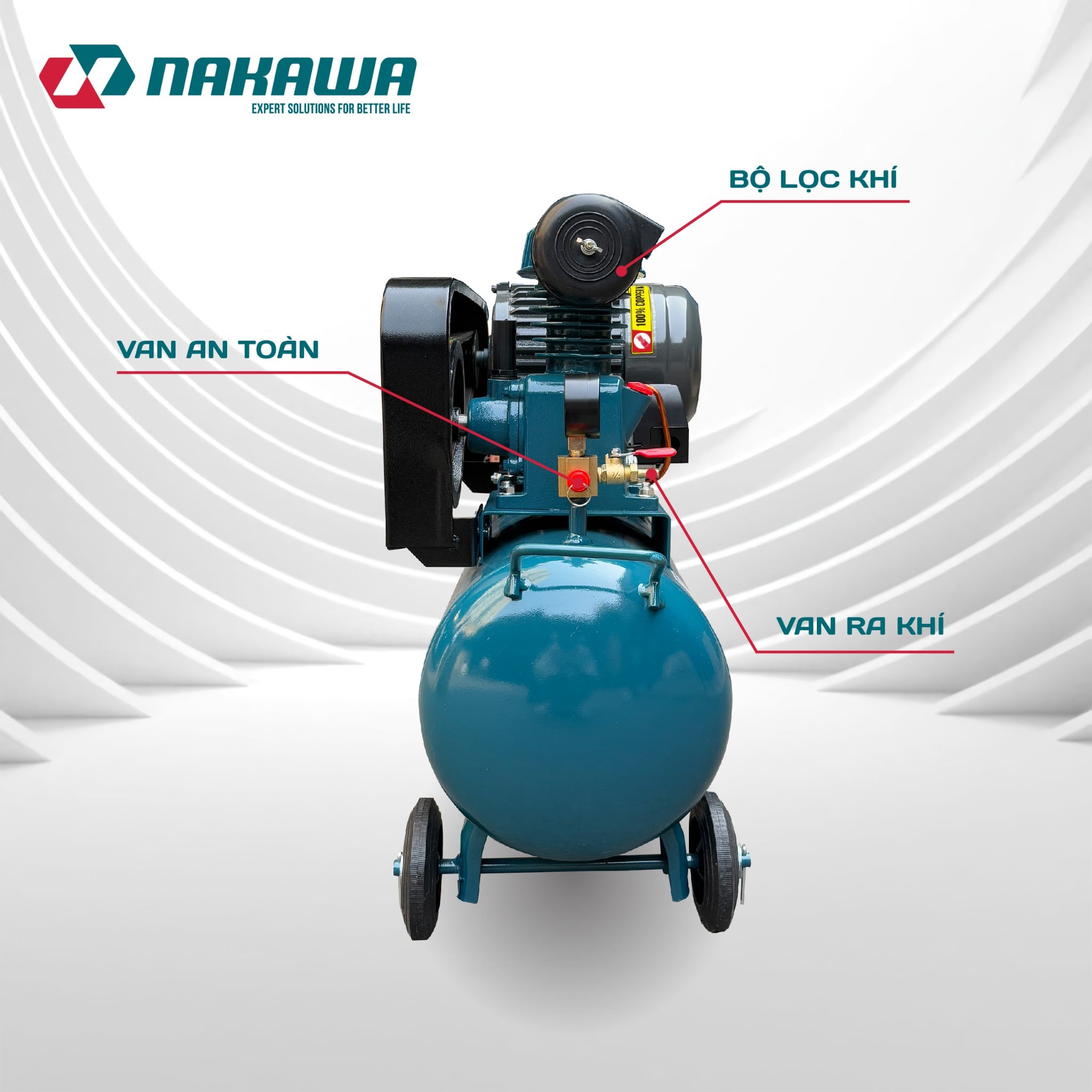 Máy Nén Khí Có Dầu 40L Nakawa NK0140PRO, Công Suất 1/2HP, Bảo Hành 9 Tháng Chính Hãng
