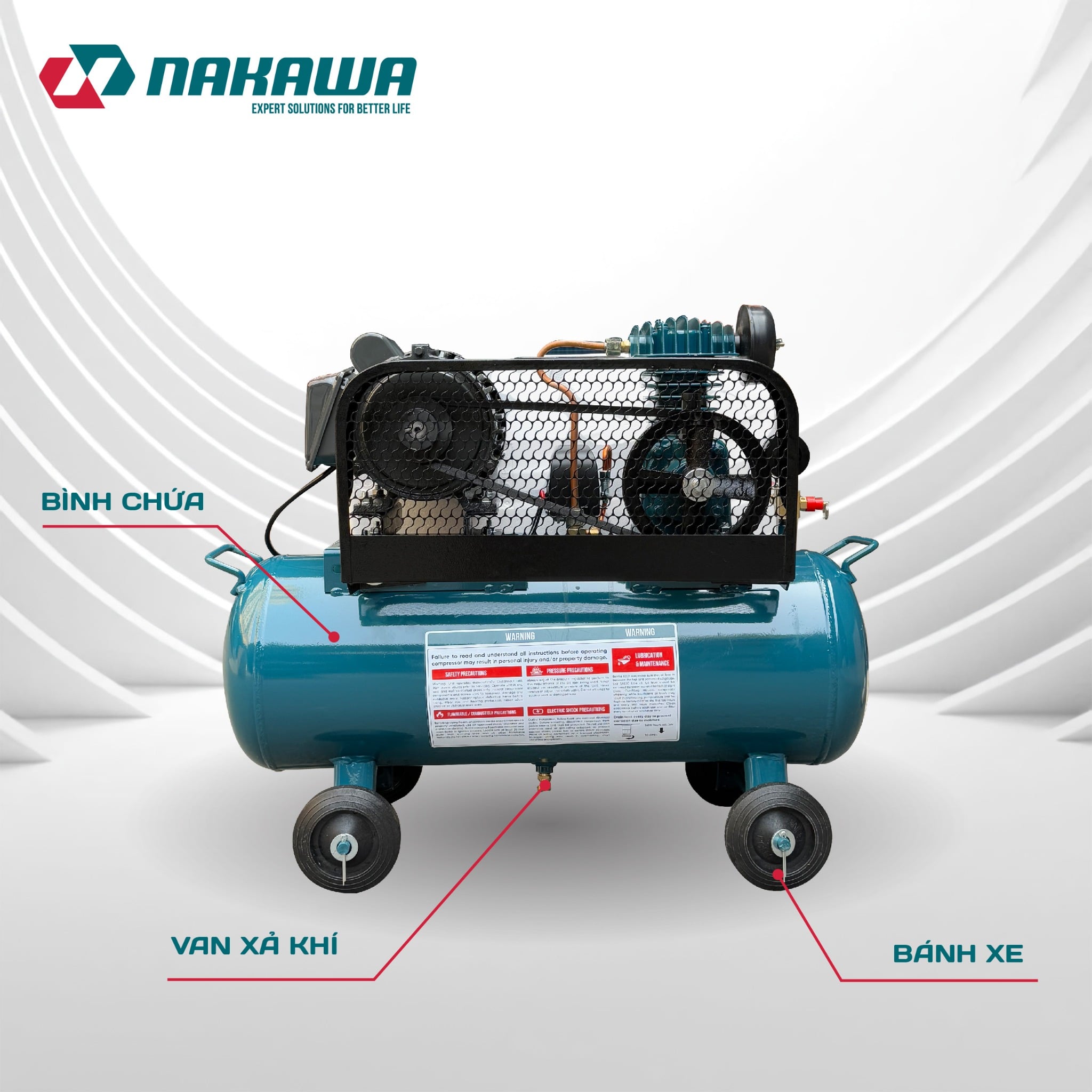 Máy Nén Khí Có Dầu 40L Nakawa NK0140PRO, Công Suất 1/2HP, Bảo Hành 9 Tháng Chính Hãng
