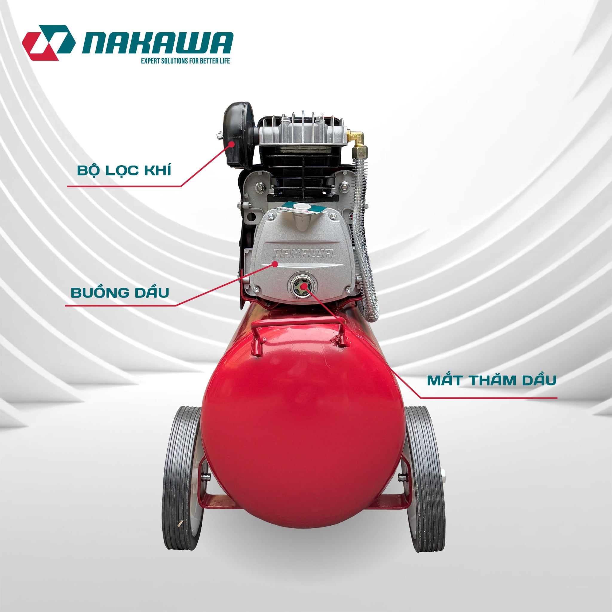Máy Nén Khí Có Dầu 55L Nakawa NK55PRO, Công Suất 3.8HP, Bảo Hành 9 Tháng Chính Hãng