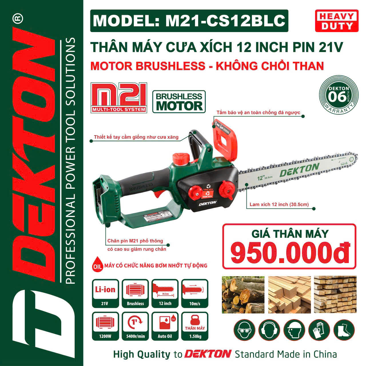 Máy Cưa Xích Dekton M21-CS12BLC
