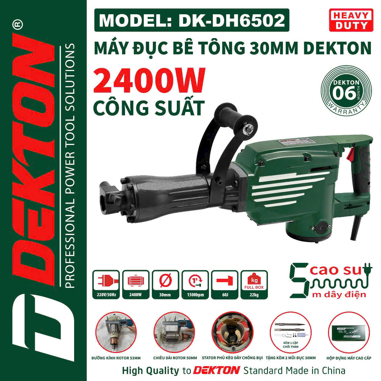 Máy đục Bê Tông 30Mm Dekton DK-DH6502 Chính Hãng