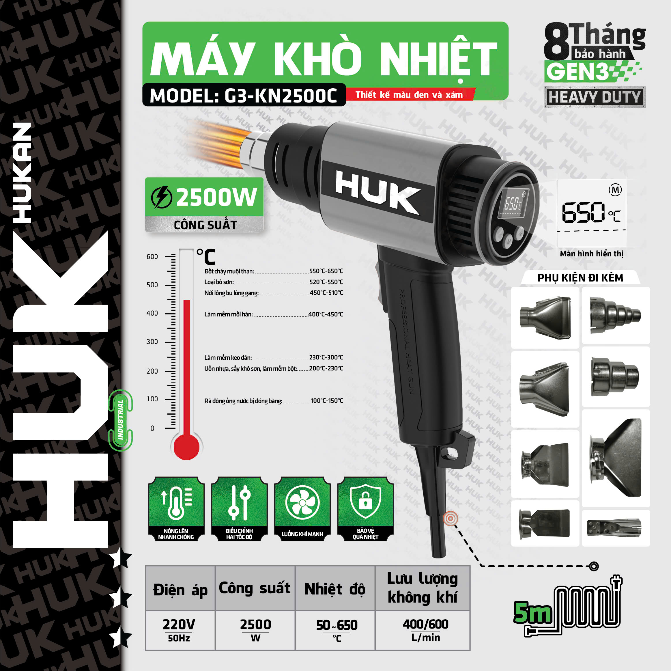 Máy Khò Nhiệt Sử Dụng điện (GEN3) Hukan G3-KN2500C Chính Hãng