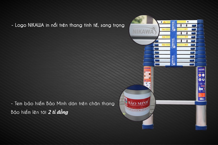 Thang Nhôm Rút Đơn 4m8 Nikawa NK-48 Tải Trọng 150Kg