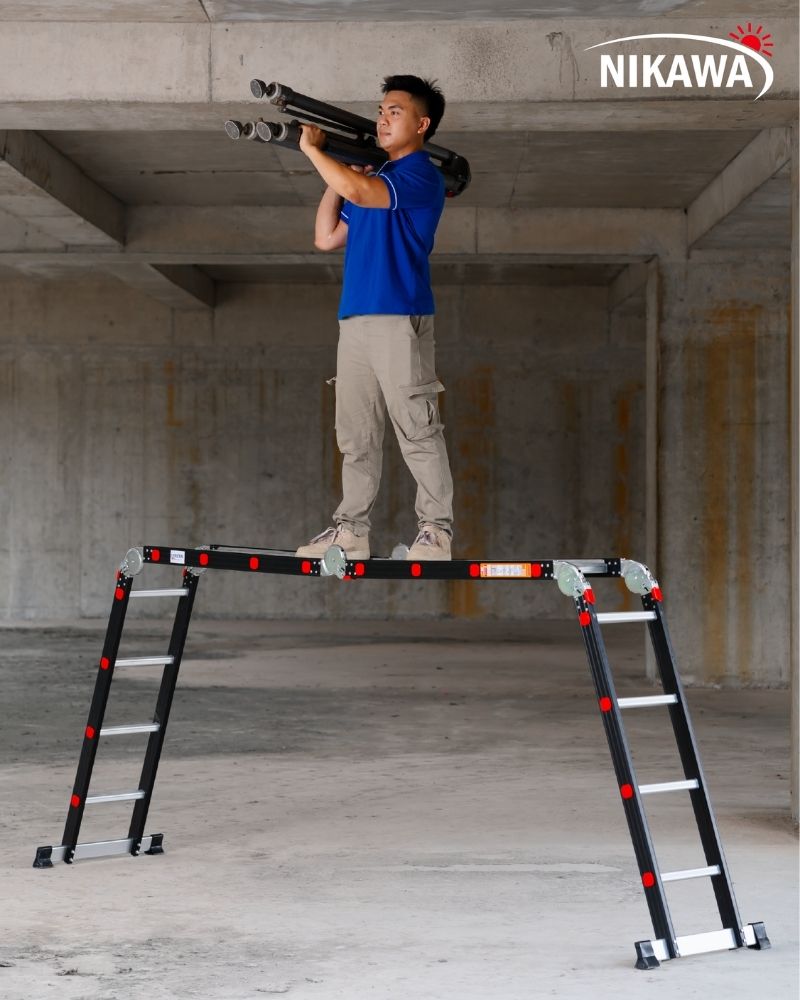 Thang Nhôm Gấp đoạn Nikawa NKG-43, Cao 178 Cm, Bảo Hành 150kg