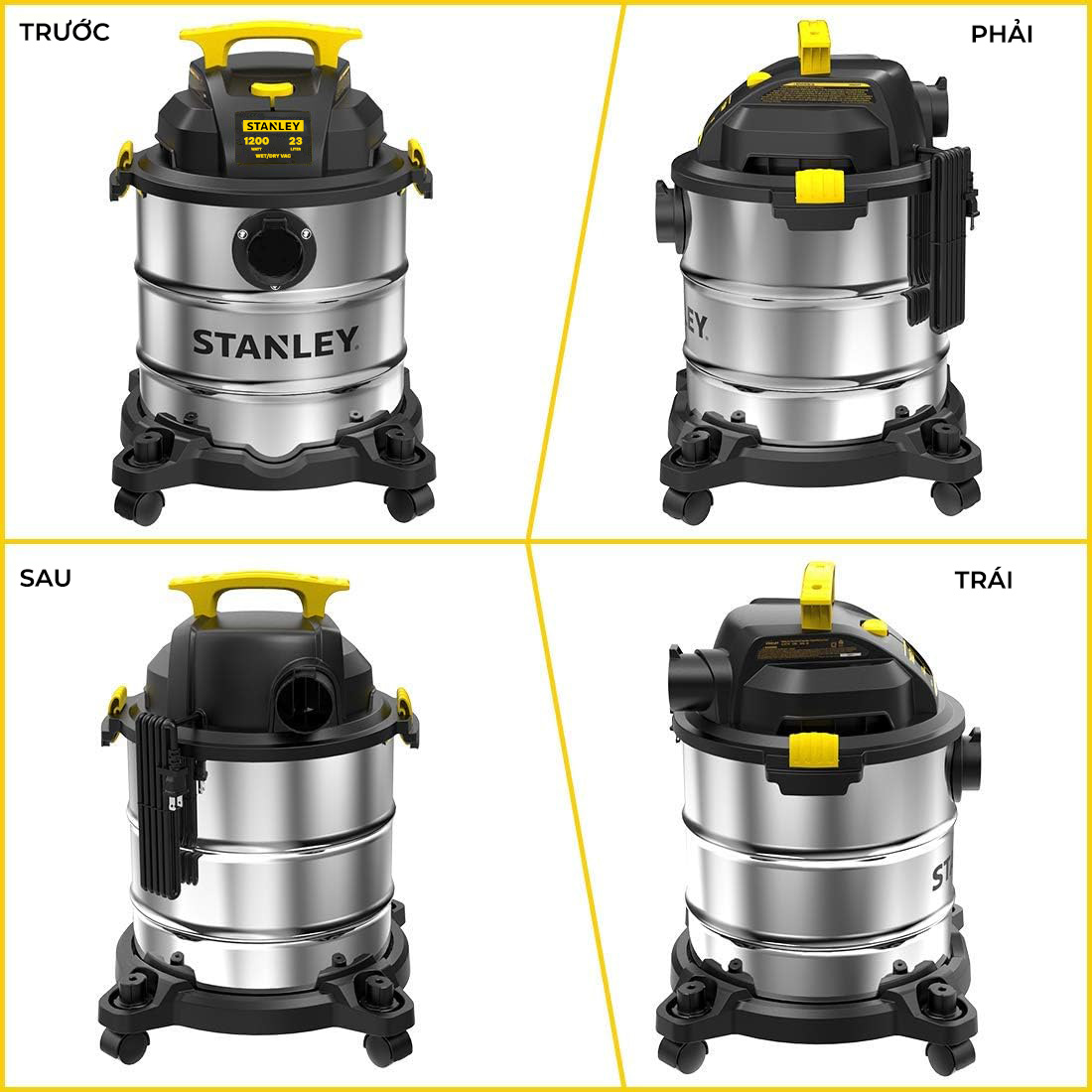 Máy Hút Bụi Stanley 23L Inox, 3 Chức Năng Khô , Ướt Và Thổi 1200W Stanley SL19417-6AB 23L