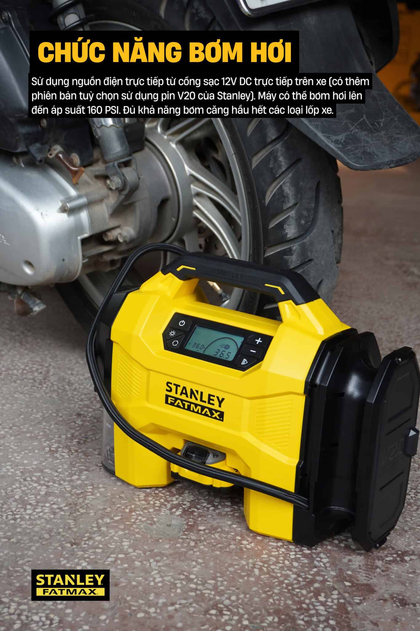 Máy Bơm Hơi 3 Trong 1 Dùng Pin Thổi/Hút Bụi STANLEY SXVI02001A
