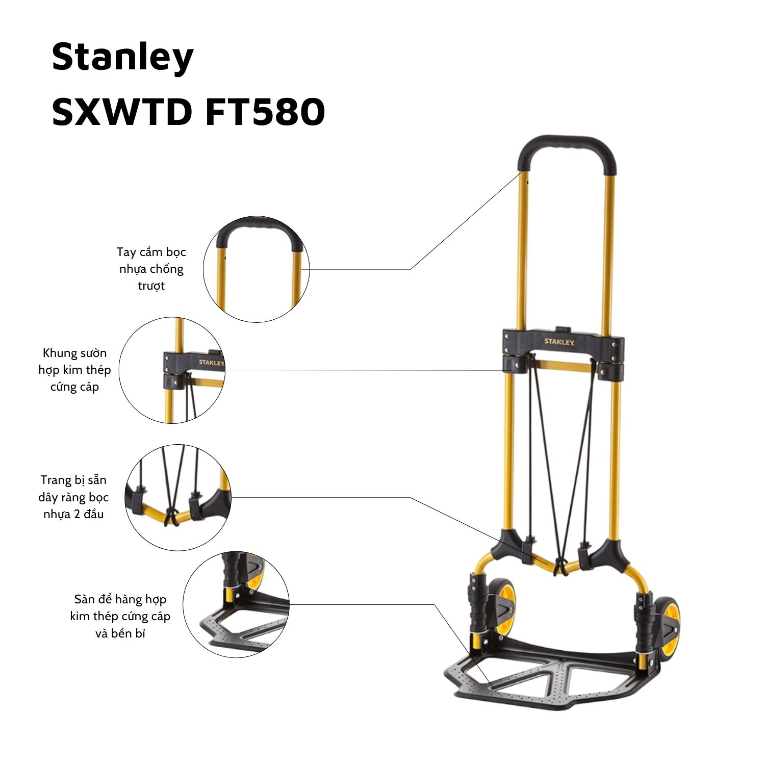 Xe Đẩy Hàng 2 Bánh Stanley FT580 - Tải  Trọng 70kg Chính Hãng