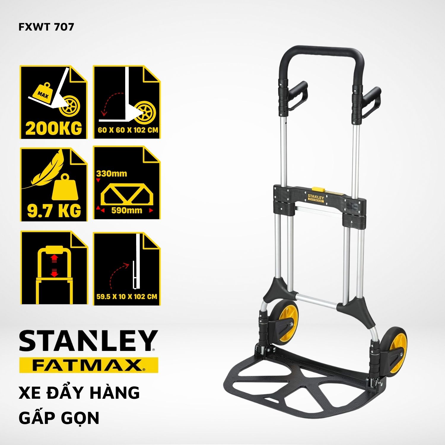 Xe đẩy Hàng 2 Bánh Gấp Gọn Hiệu Stanley Fatmax-USA FXWT-707