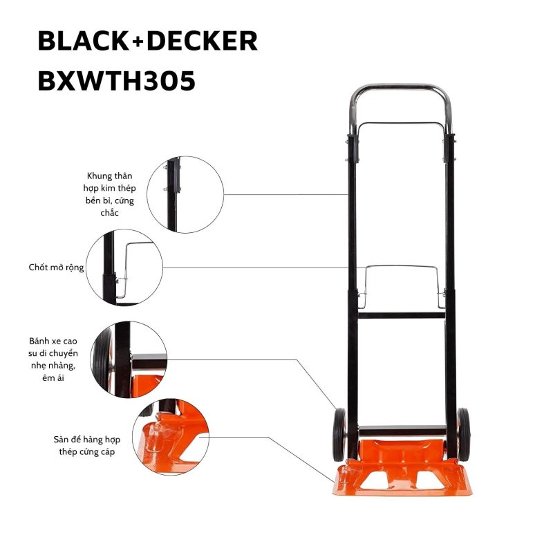 Xe đẩy Hàng 2 Bánh Cao Cấp Black And Decker H305 - Tải Trọng 90/100kg