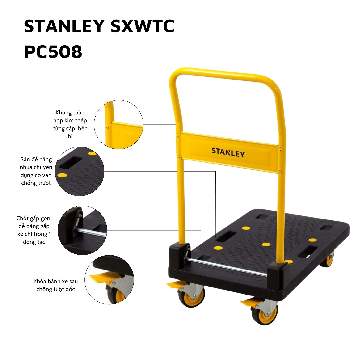 Xe đẩy Hàng 4 Bánh Gấp Gọn Stanley PC508, Tải Trọng 150kgs