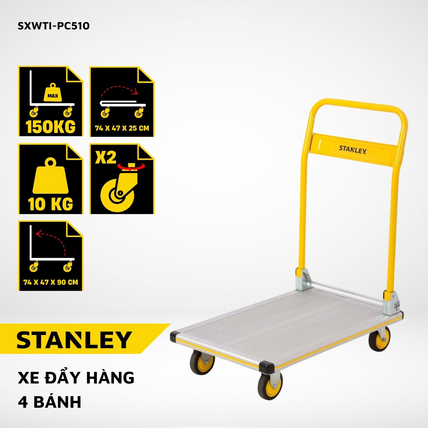 Xe đẩy Hàng 4 Bánh Gấp Gọn Stanley PC510, Tải Trọng 150kgs