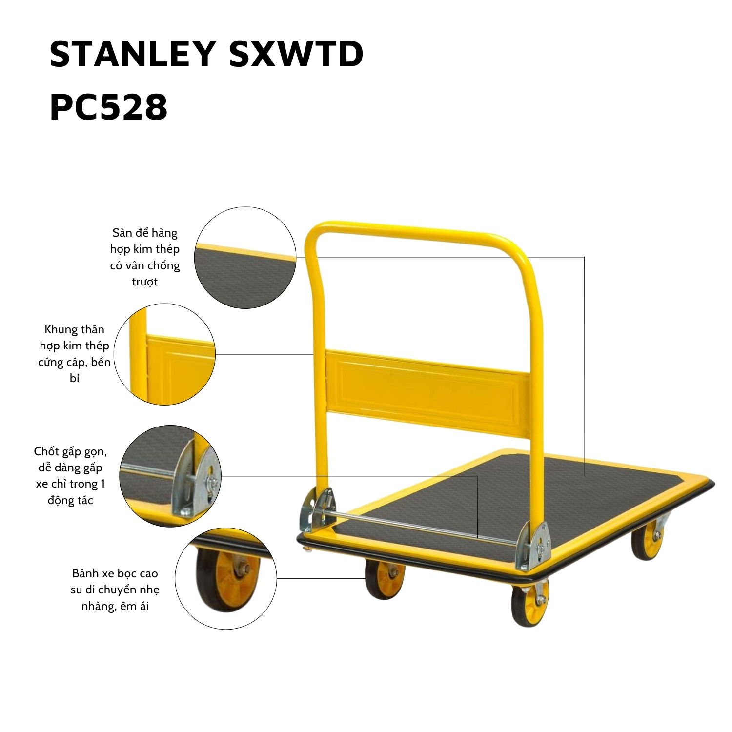 Xe đẩy Hàng 4 Bánh Stanley PC528, Tải Trọng 300kgs