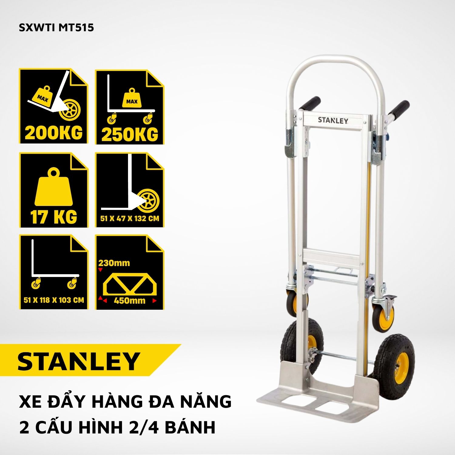 Xe đẩy Hàng đa Năng 2 Và 4 Bánh Gấp Gọn Stanley MT515