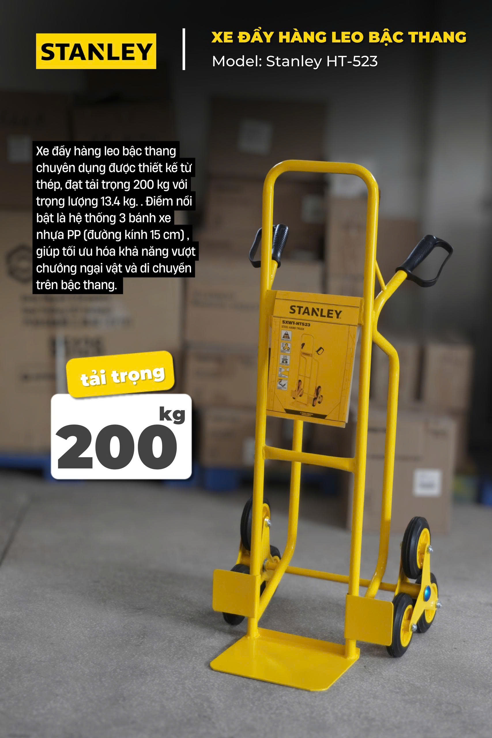Xe đẩy Hàng Leo Bậc Thang Stanley HT523, Tải Trọng 200kgs