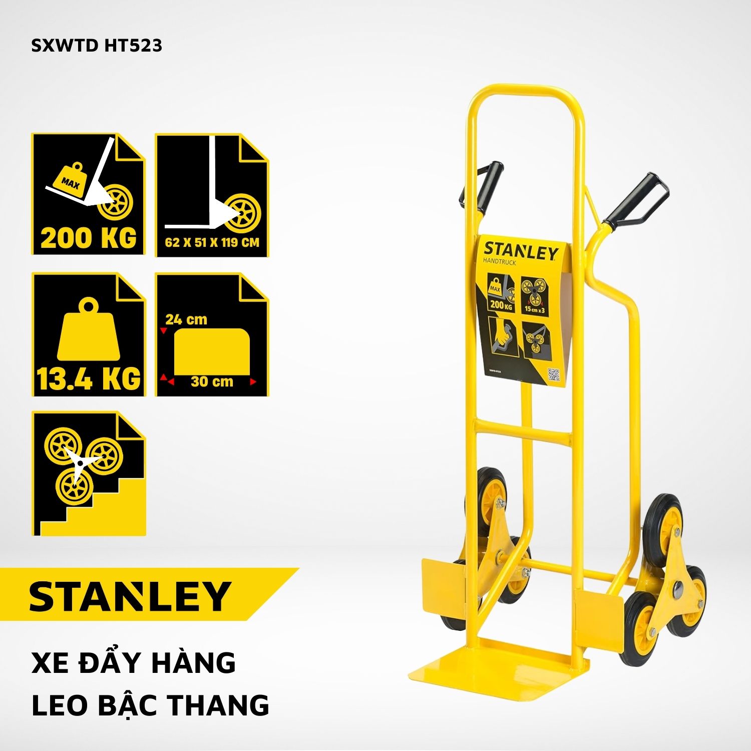 Xe đẩy Hàng Leo Bậc Thang Stanley HT523, Tải Trọng 200kgs