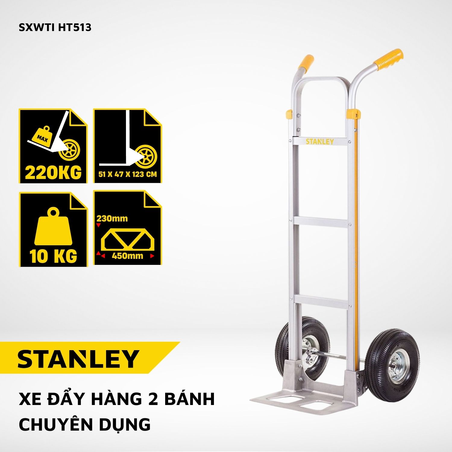 Xe đẩy Hàng 2 Bánh Stanley HT513, Chuyên Dụng Dùng Trong Công Nghiệp