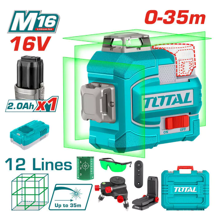 Máy Cân Mực Dùng Pin 16V Total TLL301201 (1 Pin 2.0Ah + 1 Sạc) – Đo Chính Xác, Tiện Lợi