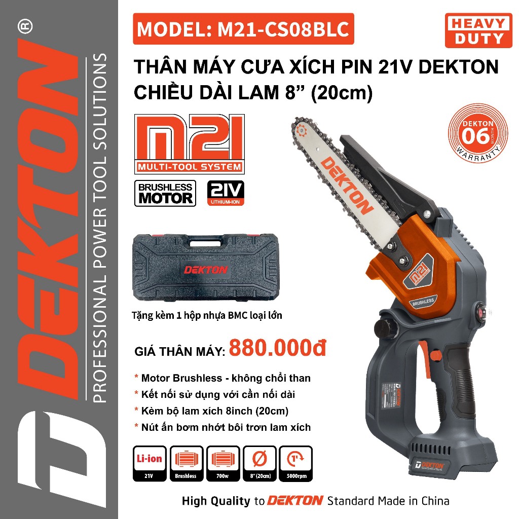 Cưa Xích Pin DEKTON M21-CS08BLC