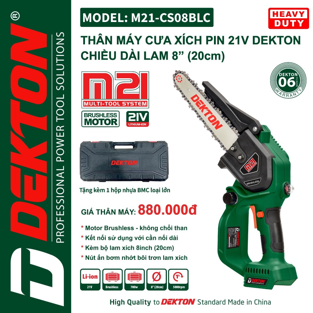 Cưa Xích Pin DEKTON M21-CS08BLC