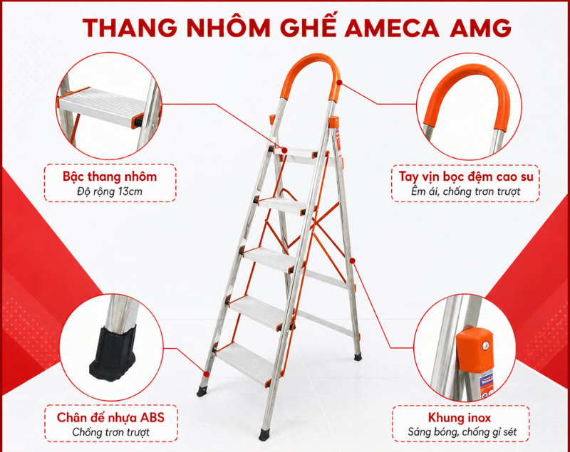 Thang Ghế 4 Bậc Cao 97cm Ameca AMG-4IN