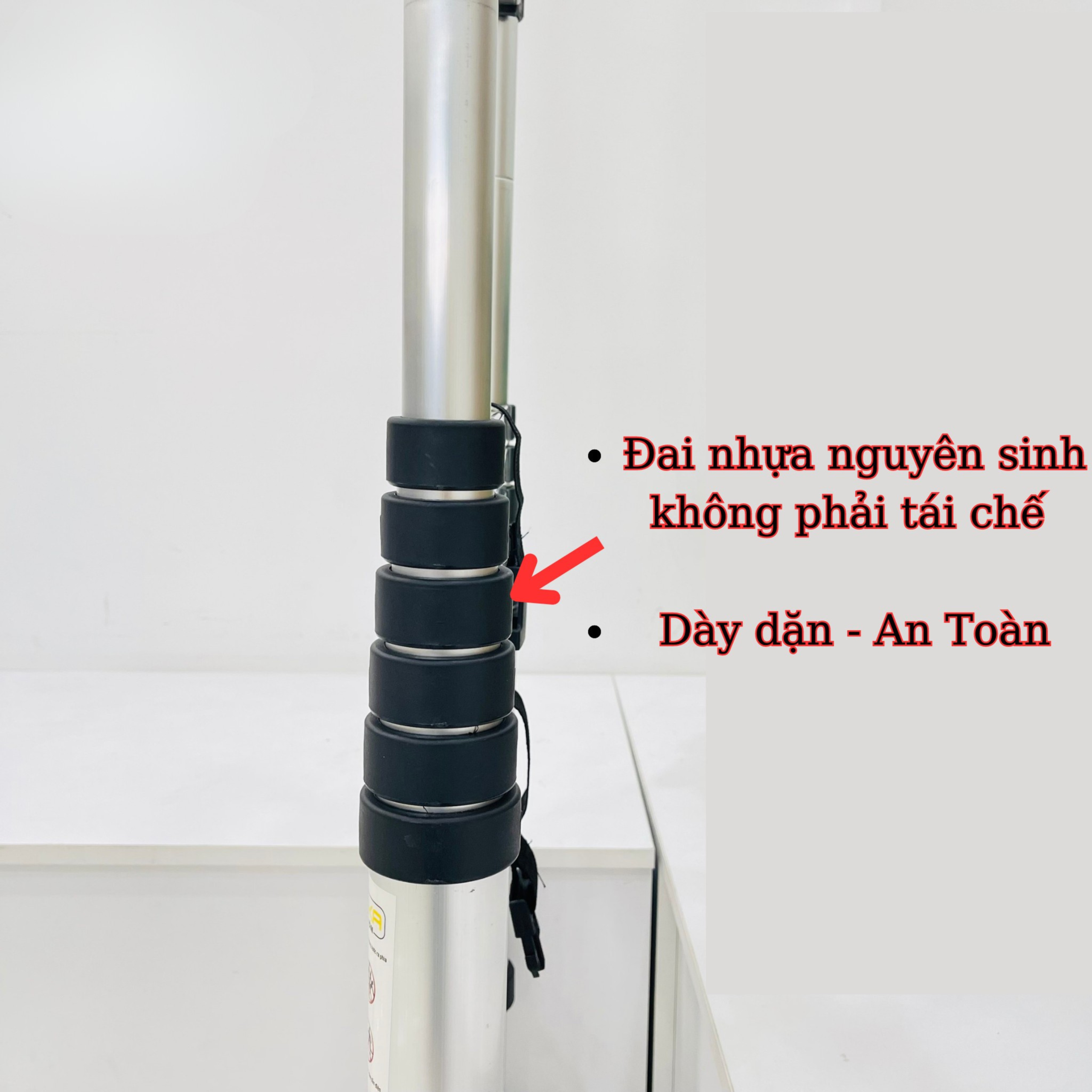 Thang Nhôm Rút Đơn Đai Đen Cao 7m Sumika SK700