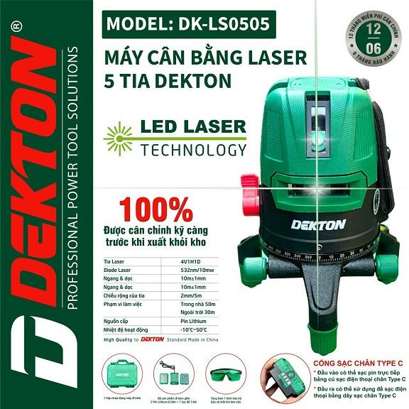Máy Cân Bằng Laser 5 Tia Xanh DEKTON DK-LS0505