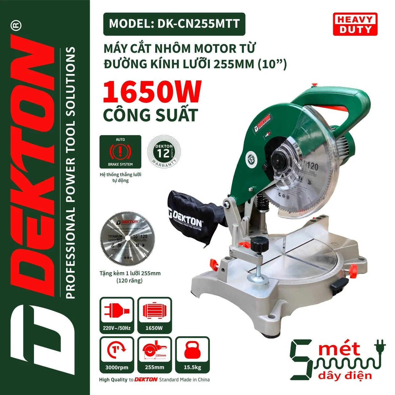Máy Cắt Nhôm DEKTON DK-CN255MTT | Chất Lượng, Bền Bỉ