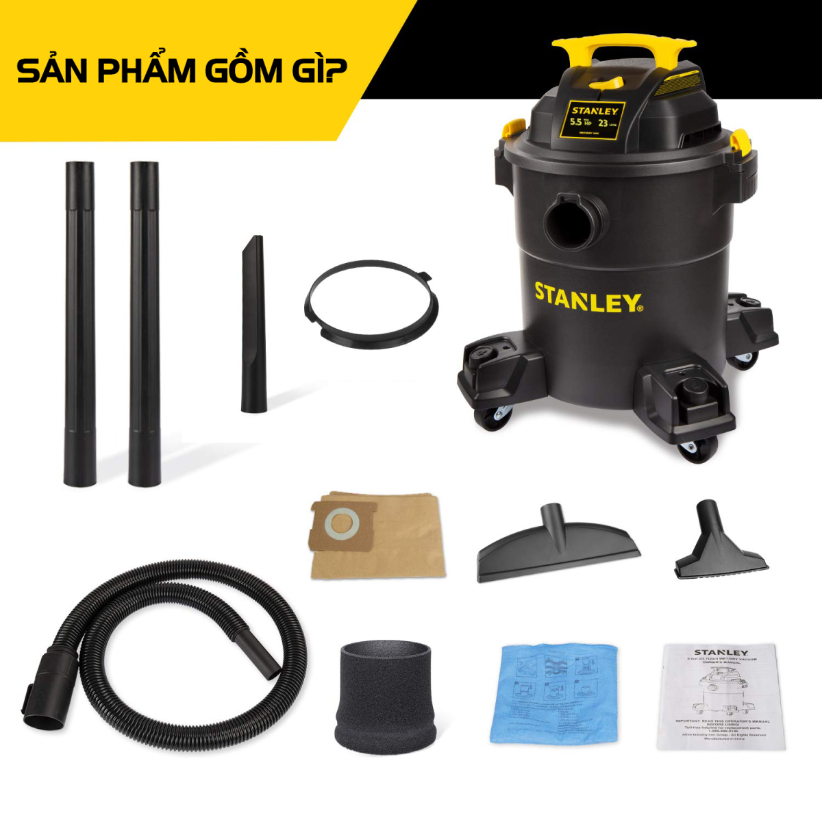 Máy Hút Bụi Công Nghiệp 3 Chức Năng - Khô/Ướt/Thổi - Stanley SL19417P-6A