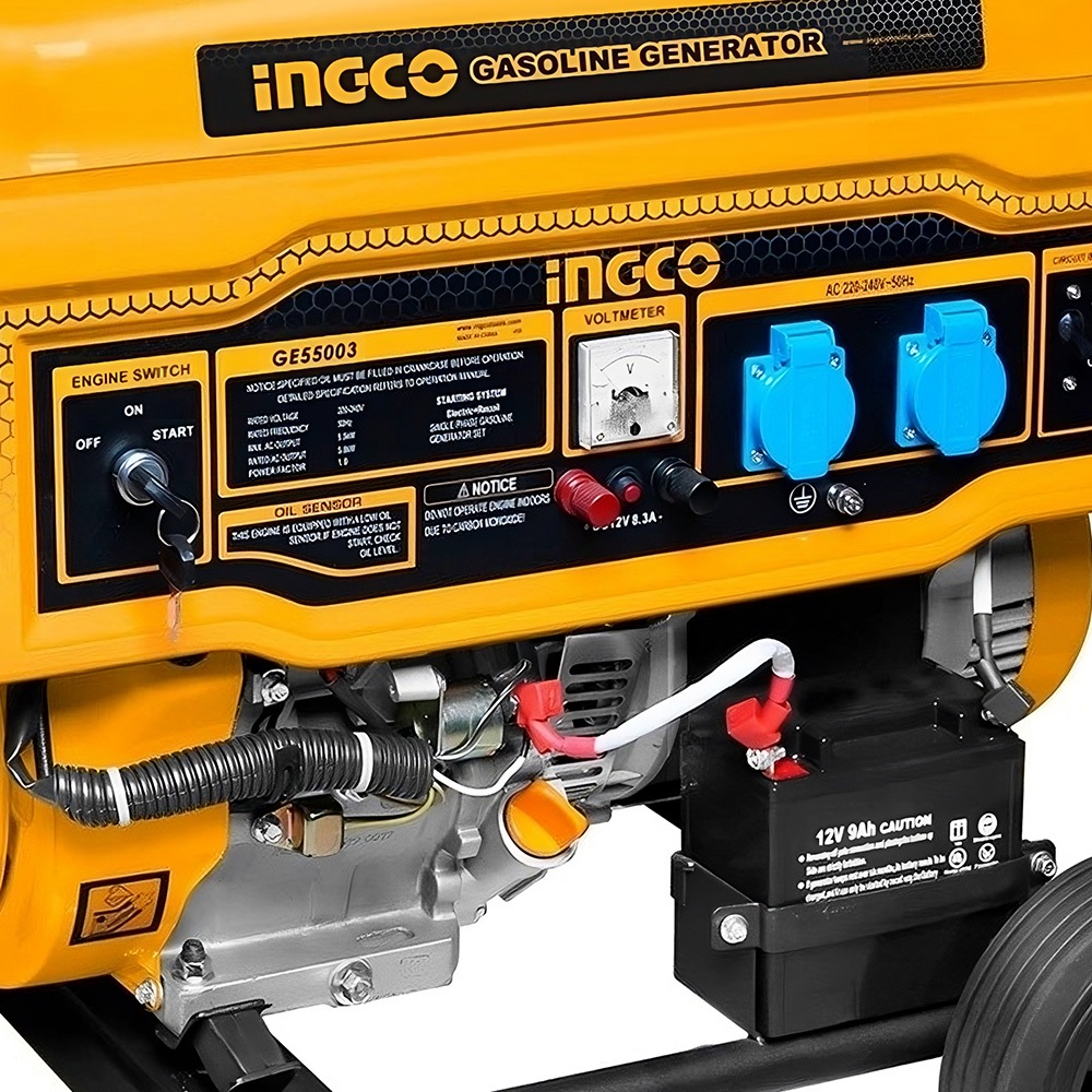 Máy Phát điện Công Suất 5.5KVA INGCO GE55003 Chạy Xăng 100% Dây đồng Khởi động Giật Nổ đề điện.