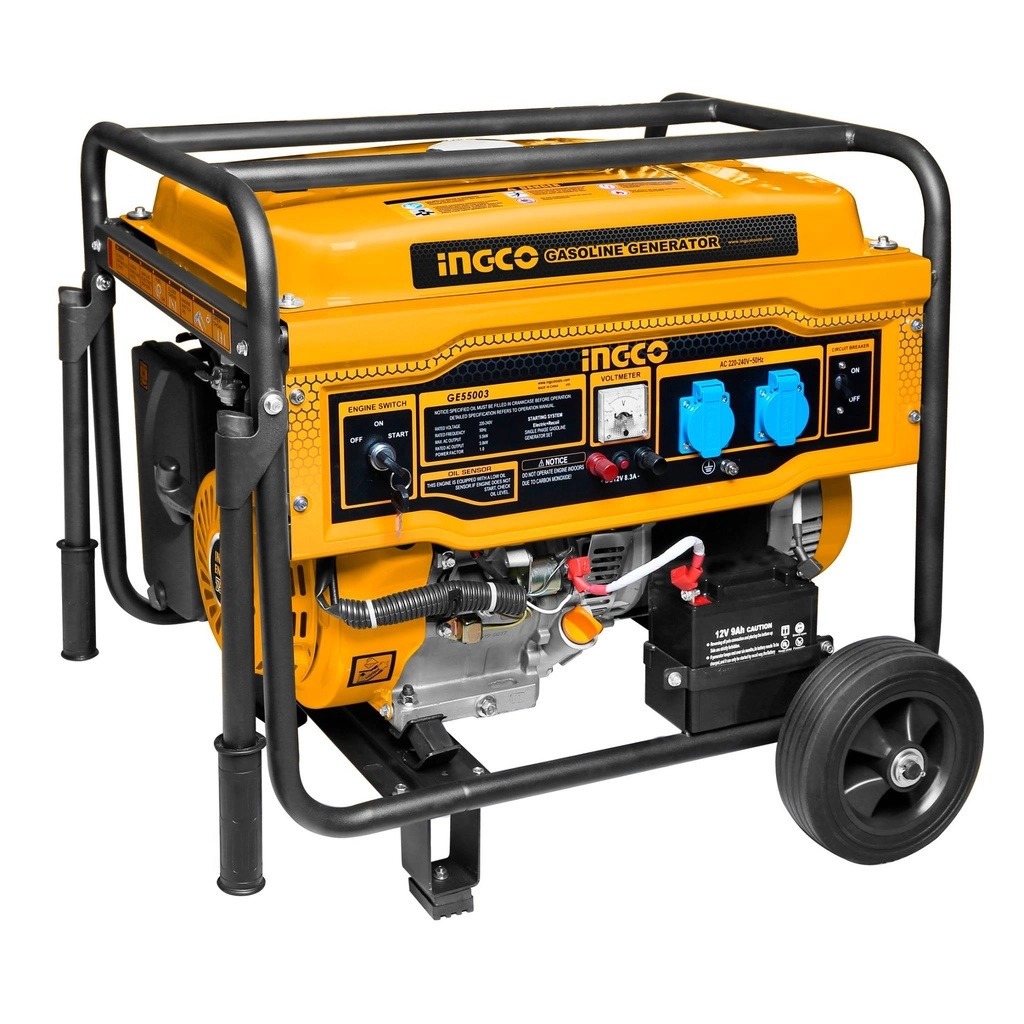Máy Phát điện Công Suất 5.5KVA INGCO GE55003 Chạy Xăng 100% Dây đồng Khởi động Giật Nổ đề điện.