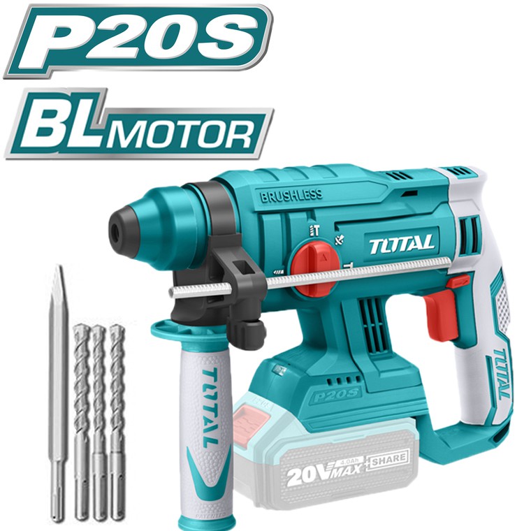 MÁY KHOAN ĐỤC BÊ TÔNG DÙNG PIN TOTAL 20V KO CHỔI THAN TRHLI2201/TRHLI20208