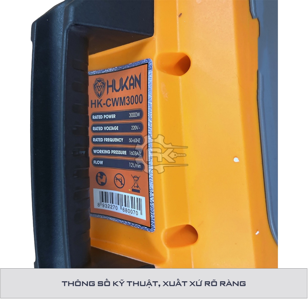 Máy Rửa Xe Chỉnh áp HUKAN HK-CWM3000, Công Suất 3000W, Có ÁT CHỐNG GIẬT, Công Nghệ INVERTER MỚI