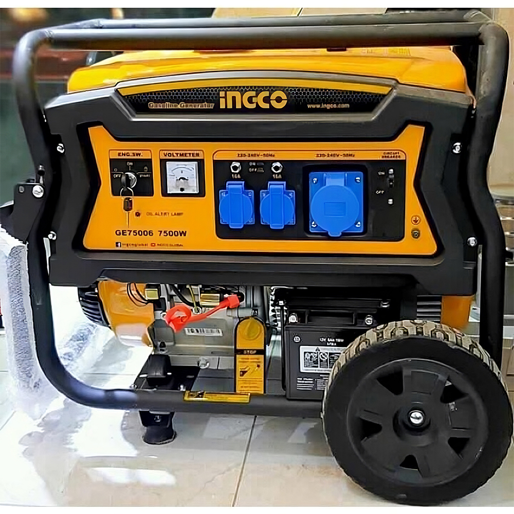 Máy Phát điện Chạy Xăng 7.5KW INGCO GE75006 Dây đồng 100% Dùng Cho Gia đình, Công Ty Loại đề điện Và Giật Nổ