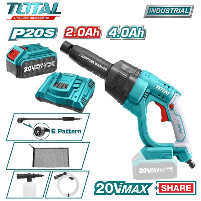 Máy Xịt Rửa Xe áp Lực Cao Dùng Pin (20V 4.0A/h) Total TPWLI20084