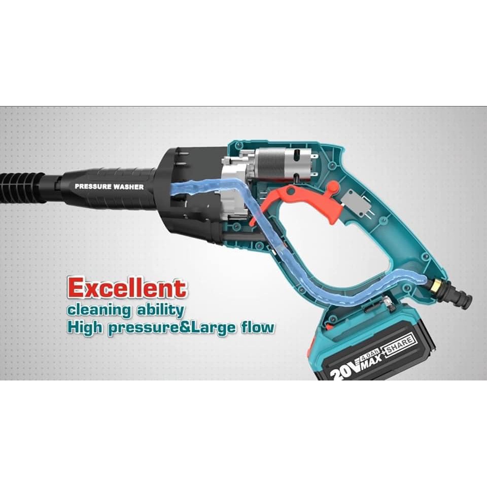 Máy Xịt Rửa Xe áp Lực Cao Dùng Pin (20V 4.0A/h) Total TPWLI20084