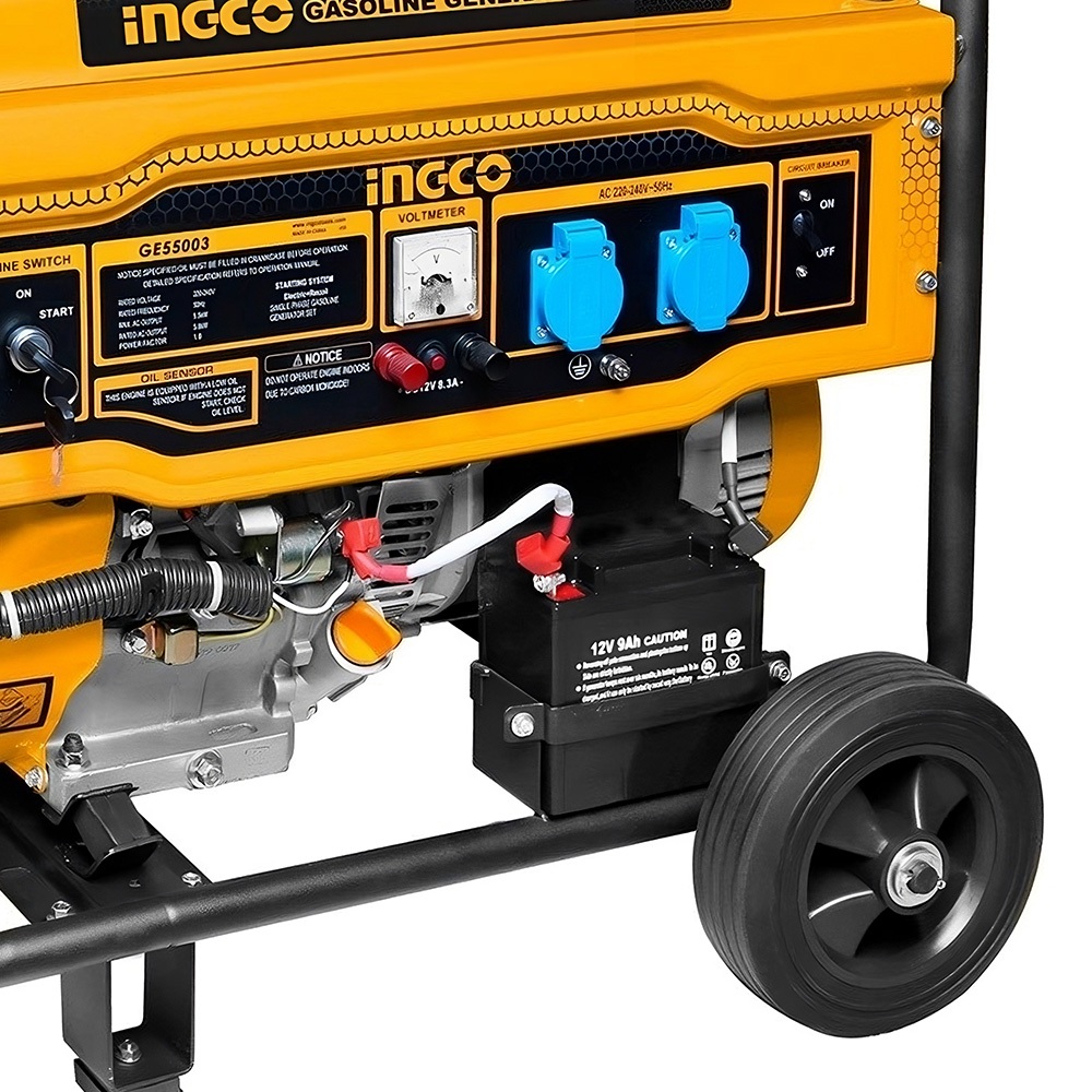 Máy Phát điện Công Suất 5.5KVA INGCO GE55003 Chạy Xăng 100% Dây đồng Khởi động Giật Nổ đề điện.