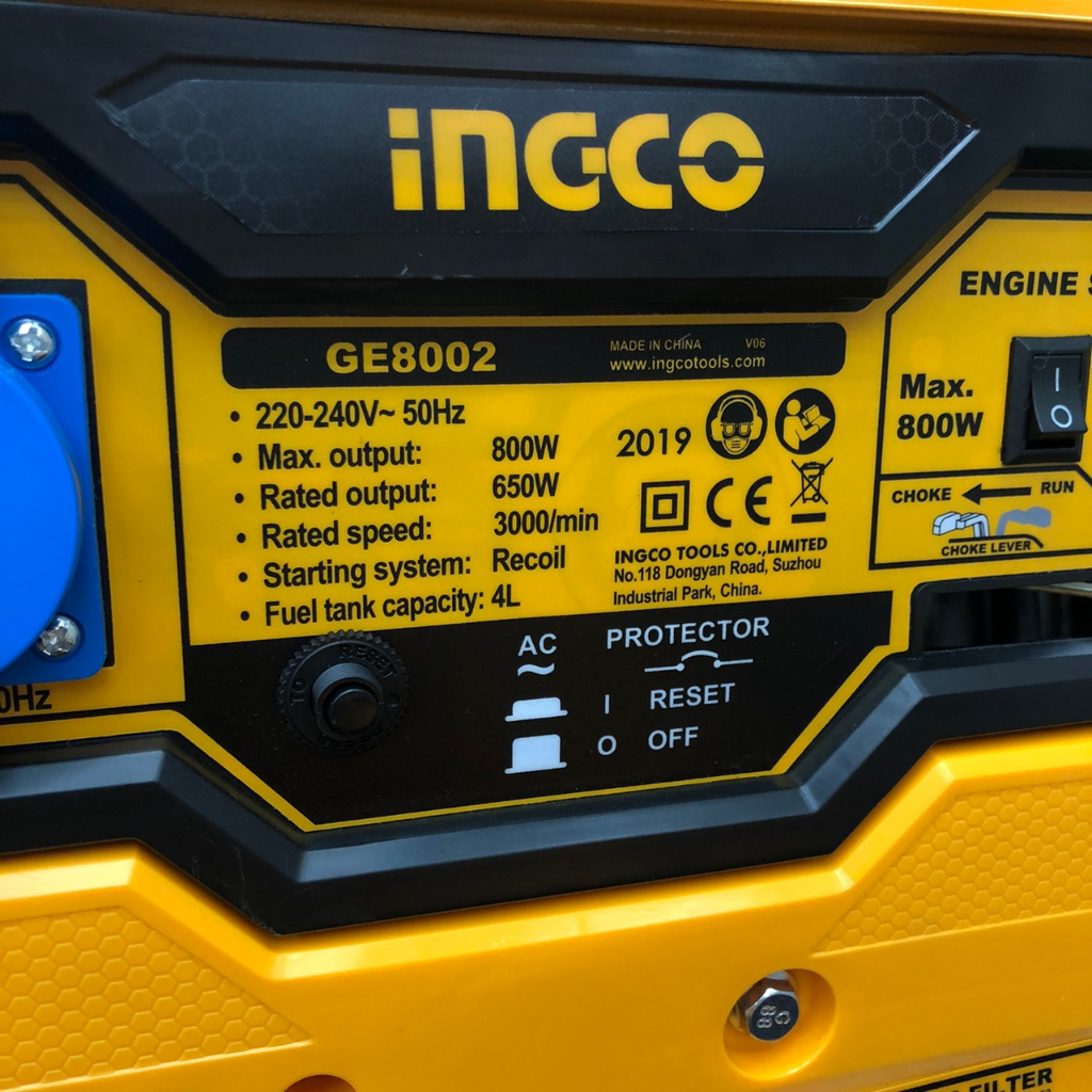 MÁY PHÁT ĐIỆN 800W DÙNG XĂNG PHA NHỚT INGCO GE8002
