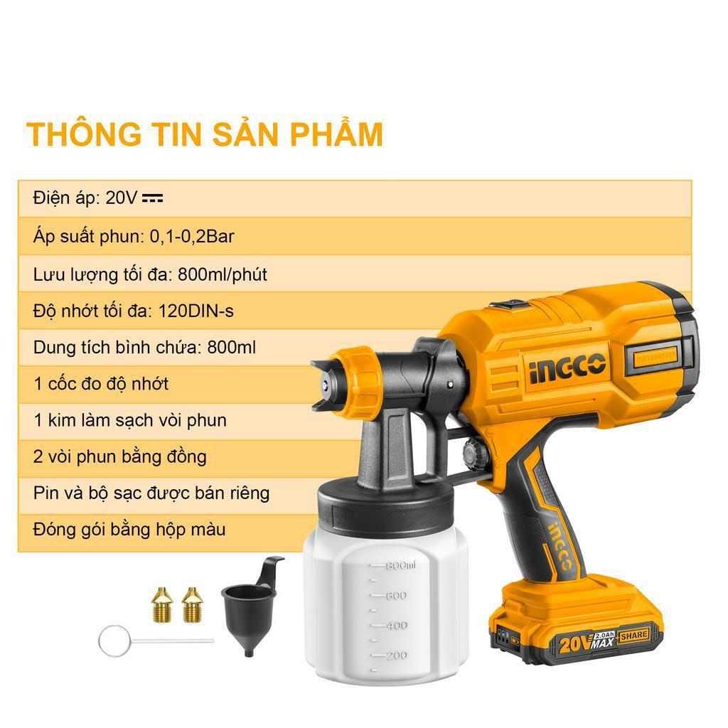 Máy Phun Sơn Dùng Pin 20V INGCO CSGLI20406