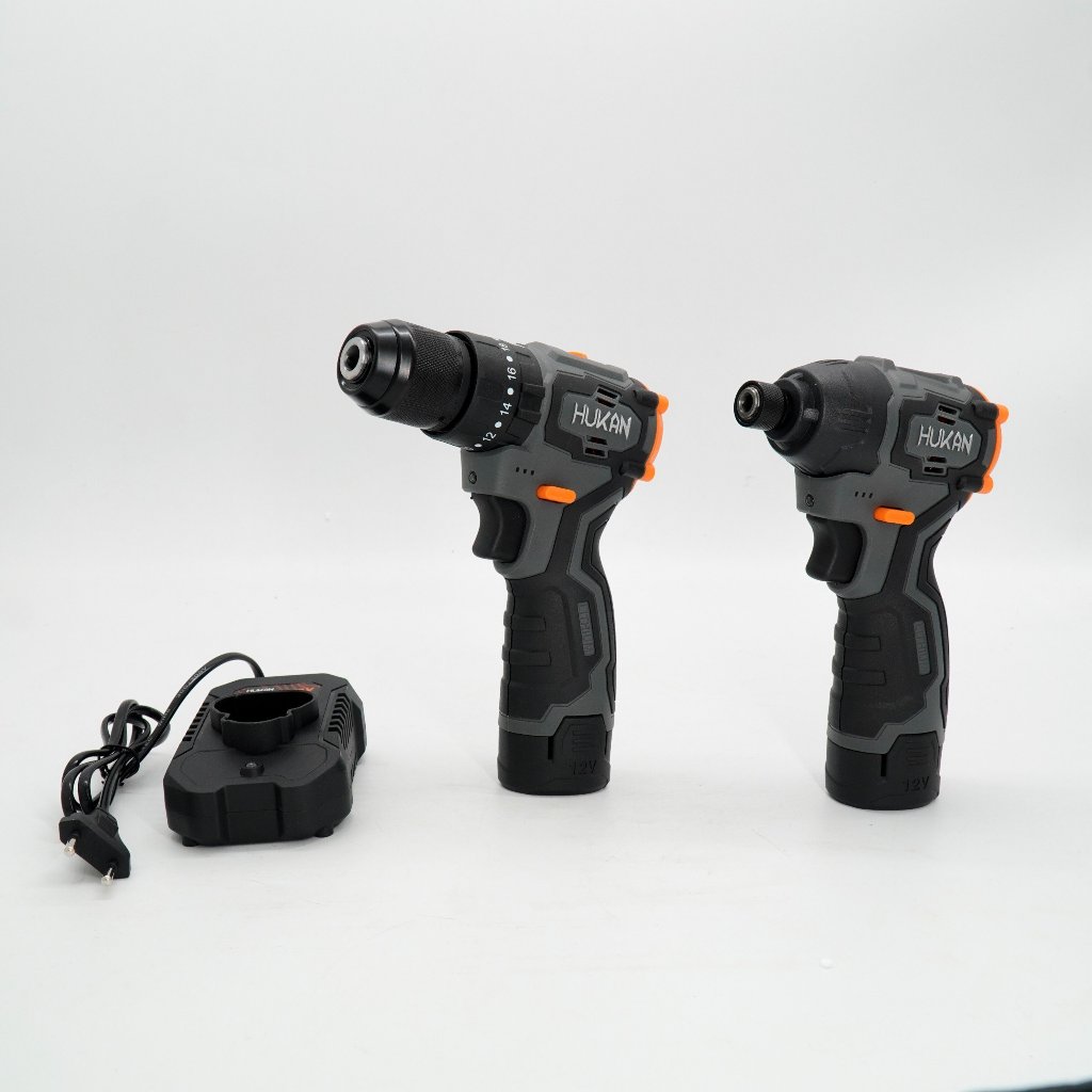 Combo Máy Khoan Pin + Máy Bắn Vít Pin HUKAN CB12V-V3, TẶNG MTM005M+5200S+G2BOX-HN5