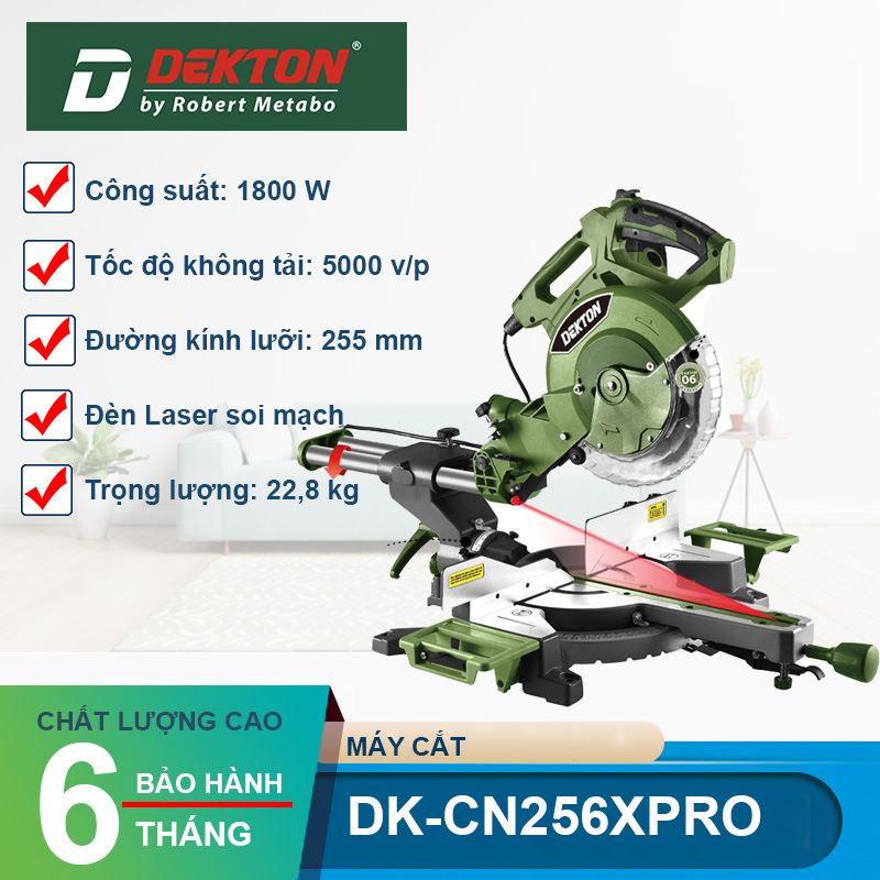 Máy Cắt Nhôm Ti Trượt 255MM 1800W Dekton DK-CN256XPRO