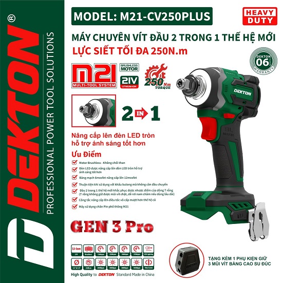 Máy Chuyên Vít Dekton Gen 3 Pro M21-CV250PLUS