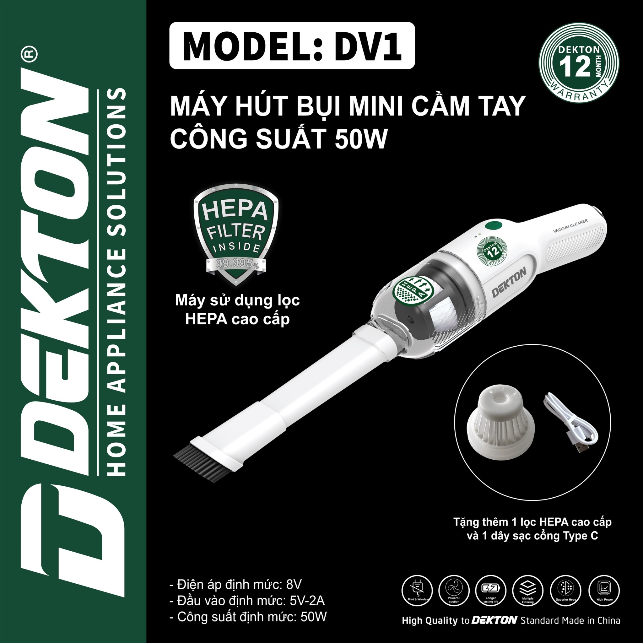Máy Hút Bụi Mini DEKTON DV1