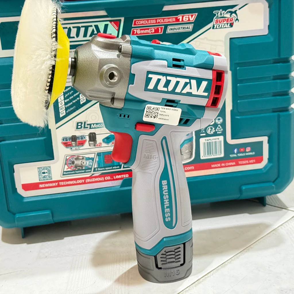 Máy đánh Bóng Cầm Tay Dùng Pin 16V Total TAPLI1676 ( Động Cơ Ko Chổi Than )