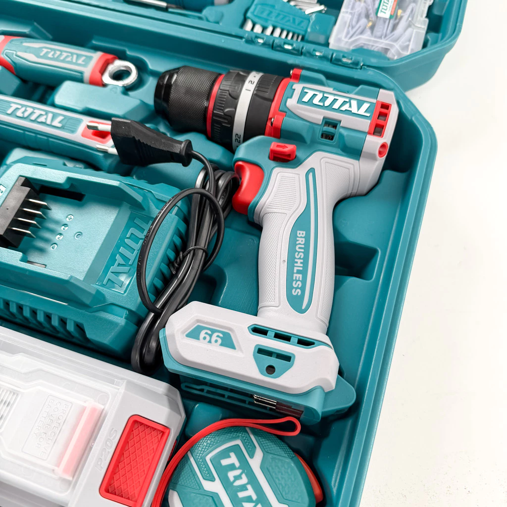 Bộ 166 Món Total THKTHP41667 Bao Gồm Máy Khoan Búa TIDLI20668 Không Chổi Than Dùng Pin 20V