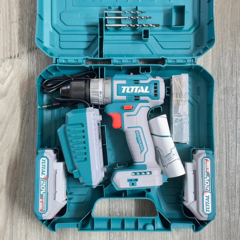 MÁY KHOAN BÚA KHÔNG CHỔI THAN DÙNG PIN LITHIUM-ION 20V 50NM TOTAL TIDLI20508 - HÀNG CHÍNH HÃNG