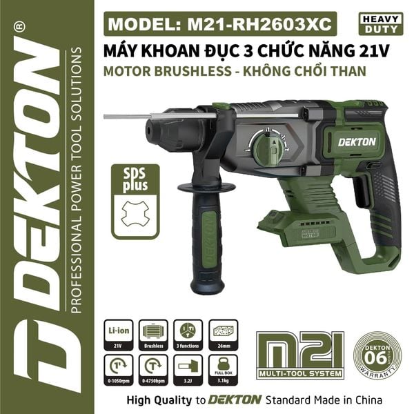 Máy Khoan Bê Tông Pin Dekton M21-RH2603XC Chính Hãng