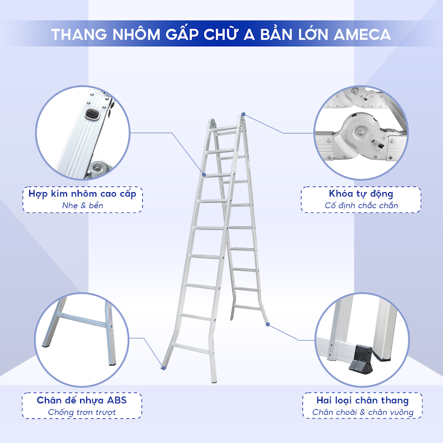 Thang Chữ A Đa Năng Bản Lớn 3m97 Ameca AMC-M307C