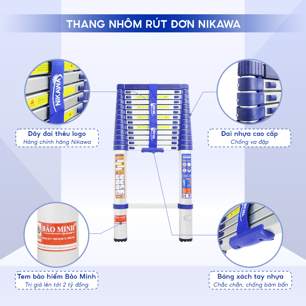 Thang Nhôm Rút Đơn 3m8 Nikawa NK-38